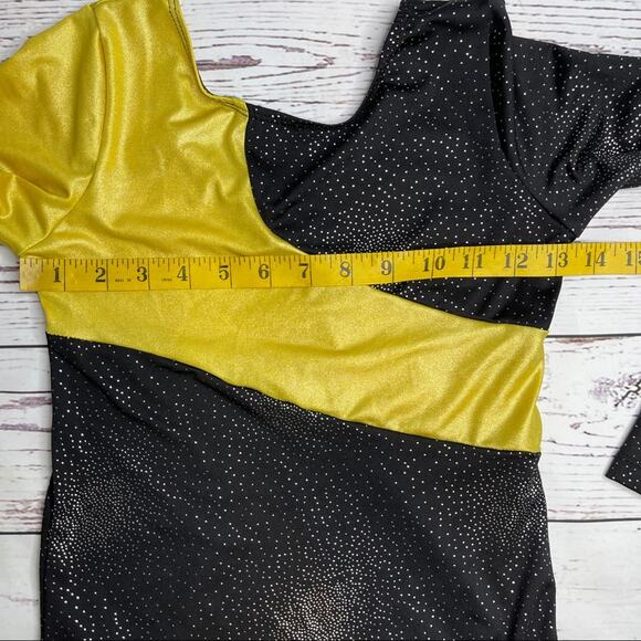 Black and Gold silver sparkle leotard long sleeve - Picture 6 of 10